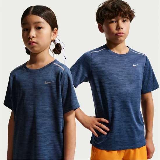 Nike Dri-Fit Miler Big Kids' (Boys') Training Top Navy/Silver 