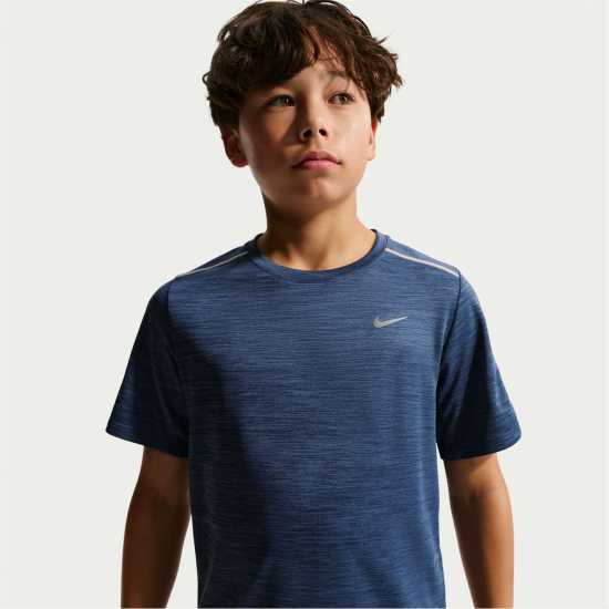 Nike Dri-Fit Miler Big Kids' (Boys') Training Top Navy/Silver 