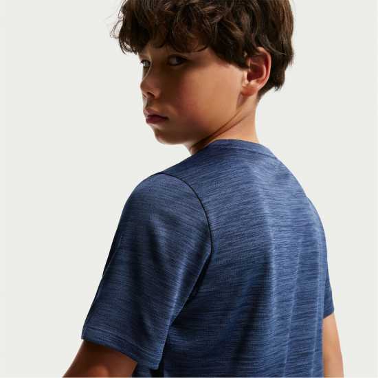 Nike Dri-Fit Miler Big Kids' (Boys') Training Top Navy/Silver 