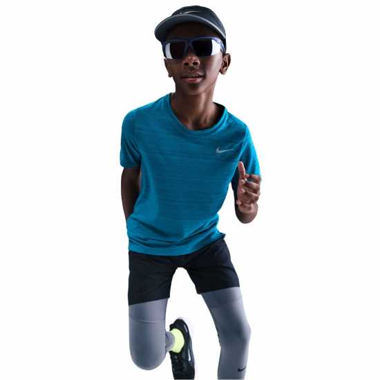 Nike Dri-Fit Miler Big Kids' (Boys') Training Top Green Abyss Дрехи за бягане