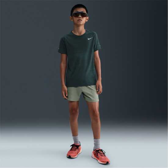 Nike Dri-Fit Miler Big Kids' (Boys') Training Top Seaweed Дрехи за бягане