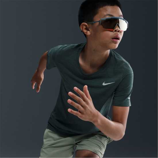 Nike Dri-Fit Miler Big Kids' (Boys') Training Top Seaweed Дрехи за бягане