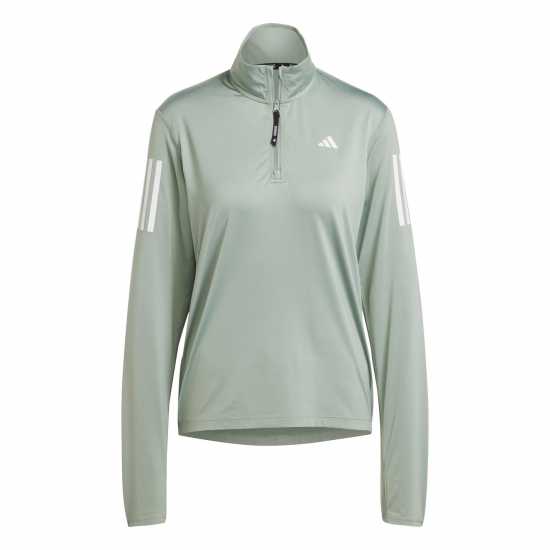 Adidas Дамско Горнище За Бягане The Run Half-Zip Running Top Womens Сребърно зелено Дамски горнища с цип
