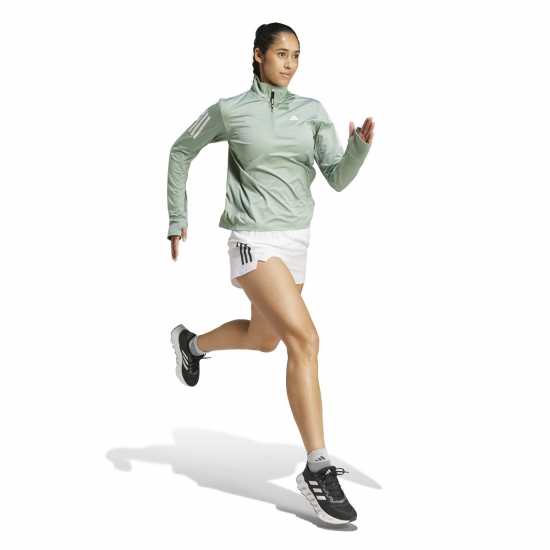 Adidas Дамско Горнище За Бягане The Run Half-Zip Running Top Womens Сребърно зелено Дамски горнища с цип