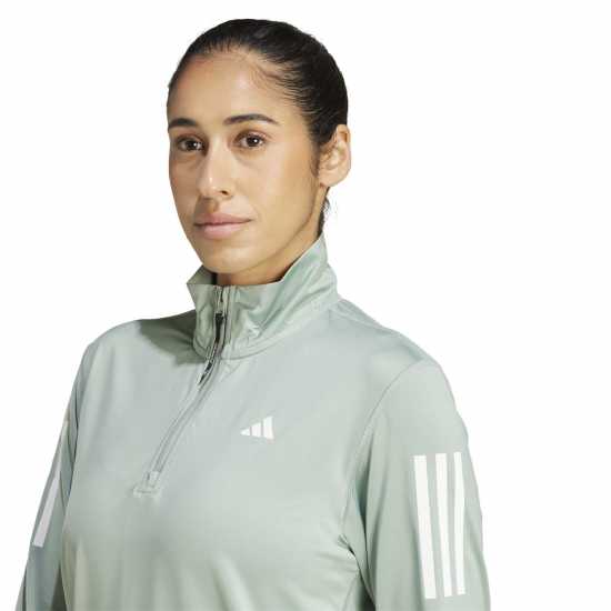 Adidas Дамско Горнище За Бягане The Run Half-Zip Running Top Womens Сребърно зелено Дамски горнища с цип