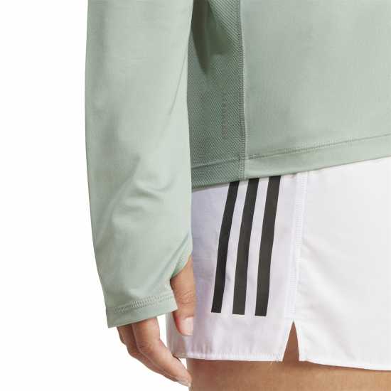 Adidas Дамско Горнище За Бягане The Run Half-Zip Running Top Womens Сребърно зелено Дамски горнища с цип