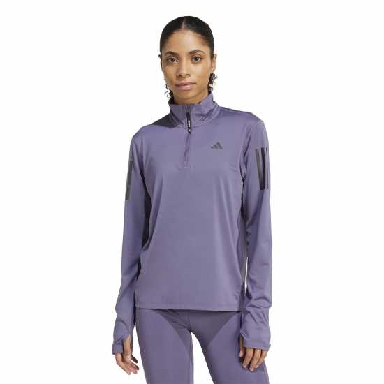 Adidas Дамско Горнище За Бягане The Run Half-Zip Running Top Womens violet Дамски горнища с цип