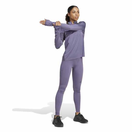 Adidas Дамско Горнище За Бягане The Run Half-Zip Running Top Womens violet Дамски горнища с цип