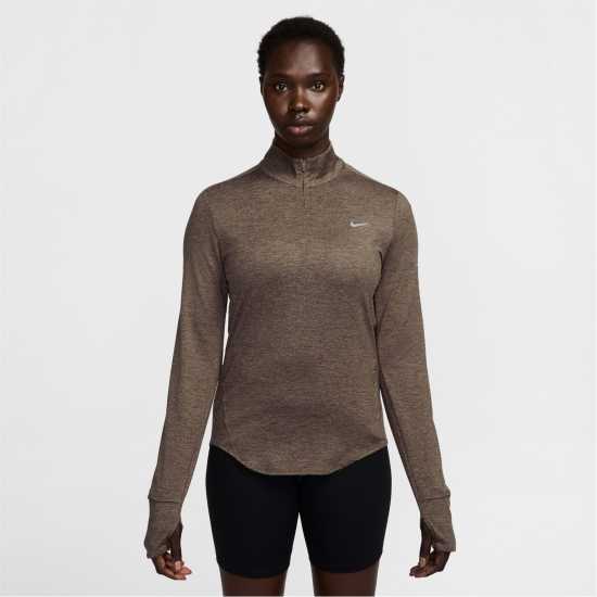 Nike Swift Women's 1/4-Zip Running Top Кафяво минк Атлетика