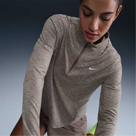 Nike Swift Women's 1/4-Zip Running Top Кафяво минк Атлетика