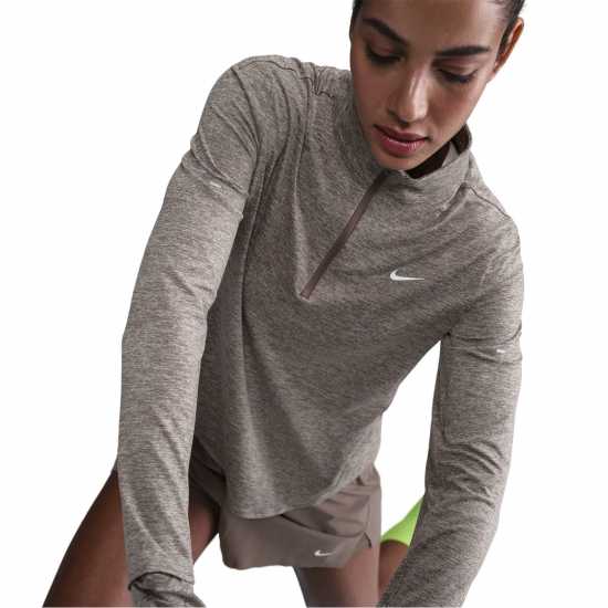 Nike Swift Women's 1/4-Zip Running Top Кафяво минк Атлетика