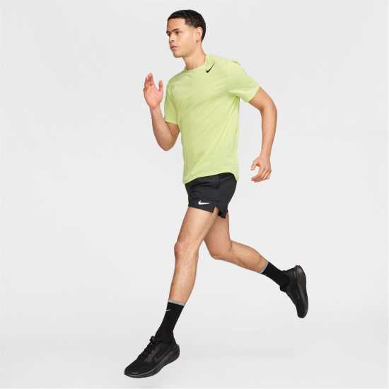 Nike Мъжка Тениска Къс Ръкав Aeroswift Short Sleeve Top Mens Лимон/Черен Атлетика