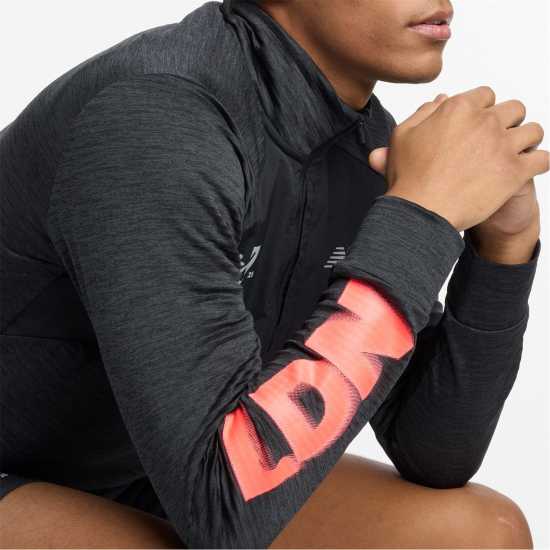 New Balance Heat Grid Long-Sleeve Performance Running Top Черен Графика 