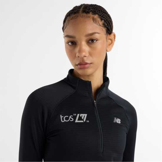 Дамско Горнище За Бягане New Balance Balance Heat Grid Half Zip Running Top Womens Черен Графика Атлетика