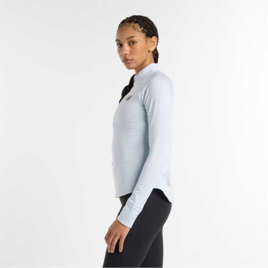 Дамско Горнище За Бягане New Balance Balance Heat Grid Half Zip Running Top Womens Светло синьо Атлетика