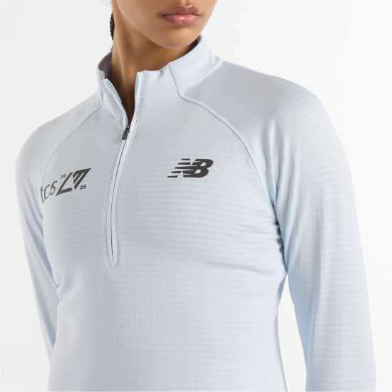 Дамско Горнище За Бягане New Balance Balance Heat Grid Half Zip Running Top Womens Светло синьо Атлетика