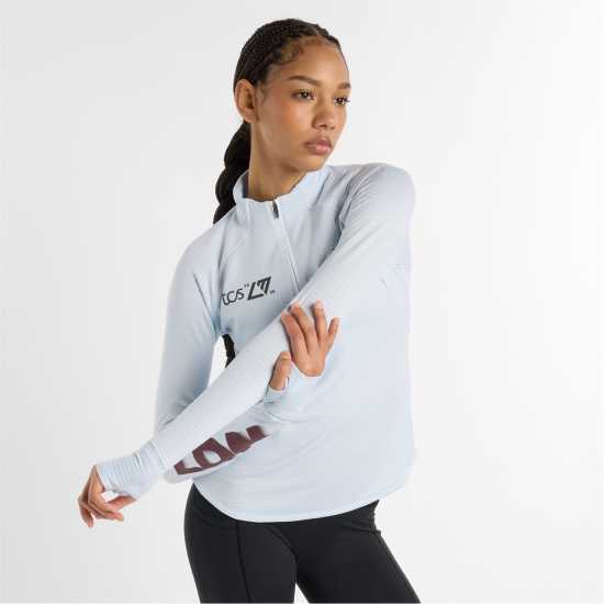 Дамско Горнище За Бягане New Balance Balance Heat Grid Half Zip Running Top Womens Светло синьо Атлетика