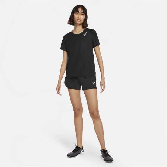 Nike Dri-Fit Short Sleeve Race Top Ladies Black Дамски тениски с яка