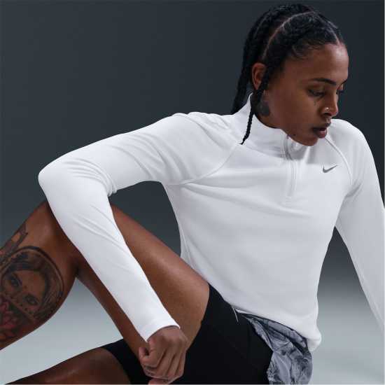 Nike Pacer Women's Long-Sleeve 1/2-Zip Running Top White/Silv Nike Pacer Women's Long-Sleeve 1/2-Zip Running Top White/Silv