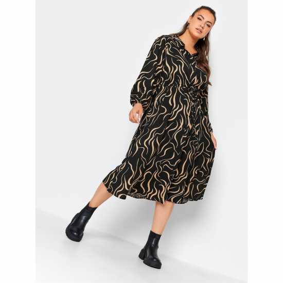 Рокля-Риза Yours Curve Long Sleeve Swirl Shirt Dress  Дамски поли и рокли