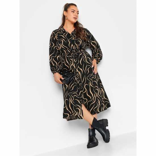 Рокля-Риза Yours Curve Long Sleeve Swirl Shirt Dress  Дамски поли и рокли