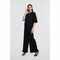 Be You Tie Front Top And Trouser Co-Ord Set Black Мъжки къси панталони