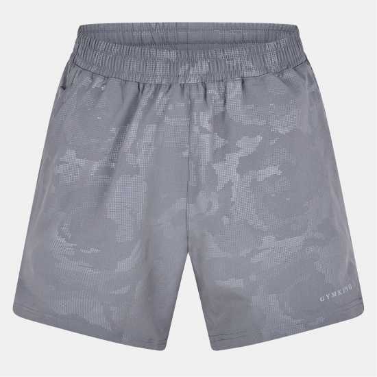 Gym King Mens Camo Performance Gym Shorts Гънметал 