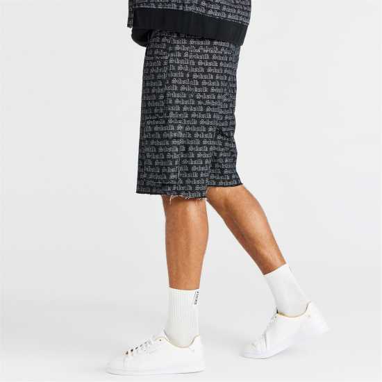 Мъжки Къси Панталони С Джобове Siksilk Jacquard Denim Cargo Shorts Mens Черно Мъжки къси панталони