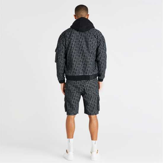 Мъжки Къси Панталони С Джобове Siksilk Jacquard Denim Cargo Shorts Mens Черно Мъжки къси панталони