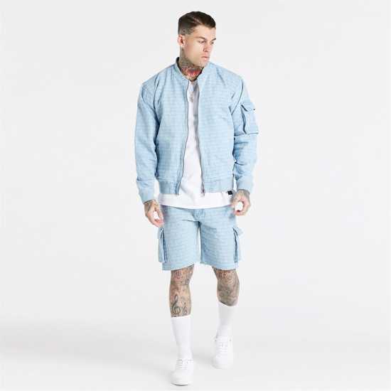 Мъжки къси панталони Мъжки Къси Панталони С Джобове Siksilk Jacquard Denim Cargo Shorts Mens Светло синьо Мъжки Къси Панталони С Джобове Siksilk Jacquard Denim Cargo Shorts Mens Светло синьо Мъжки къси панталони