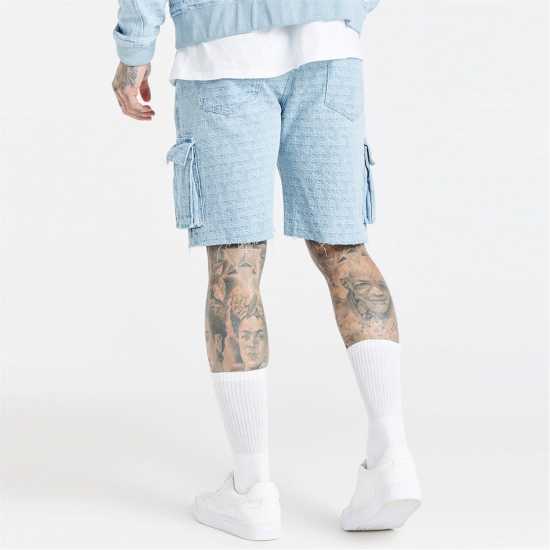 Мъжки къси панталони Мъжки Къси Панталони С Джобове Siksilk Jacquard Denim Cargo Shorts Mens Светло синьо Мъжки Къси Панталони С Джобове Siksilk Jacquard Denim Cargo Shorts Mens Светло синьо Мъжки къси панталони