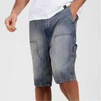 Brave Soul Mens Loose Fit Denim Carpenter Shorts  