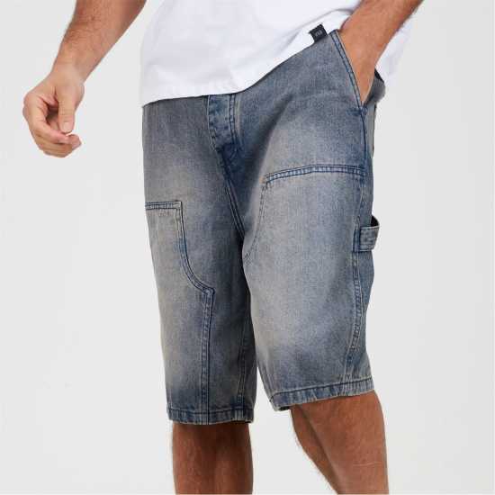 Brave Soul Mens Loose Fit Denim Carpenter Shorts Brave Soul Mens Loose Fit Denim Carpenter Shorts