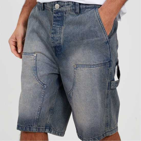 Brave Soul Mens Loose Fit Denim Carpenter Shorts Brave Soul Mens Loose Fit Denim Carpenter Shorts