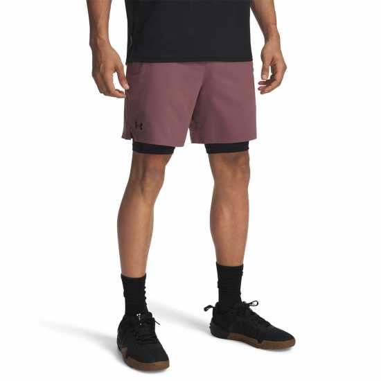 Under Armour Мъжки Шорти Vanish 2-In-1 Shorts Mens Maroon Mist Мъжки къси панталони