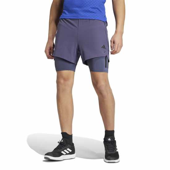Мъжки къси панталони Adidas Мъжки Шорти Power Workout Two-In-One Shorts Mens Adidas Мъжки Шорти Power Workout Two-In-One Shorts Mens Мъжки къси панталони