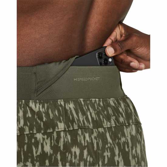 Under Armour Мъжки Шорти Launch Elite 5 Shorts Mens Зелено Мъжки къси панталони