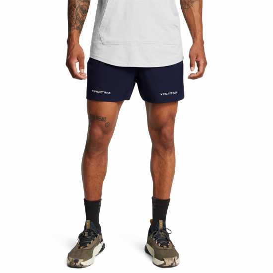 Мъжки къси панталони Under Armour Armour Pjt Rock Ultimate 5 Training Short Gym Mens Blue Under Armour Armour Pjt Rock Ultimate 5 Training Short Gym Mens Blue Мъжки къси панталони