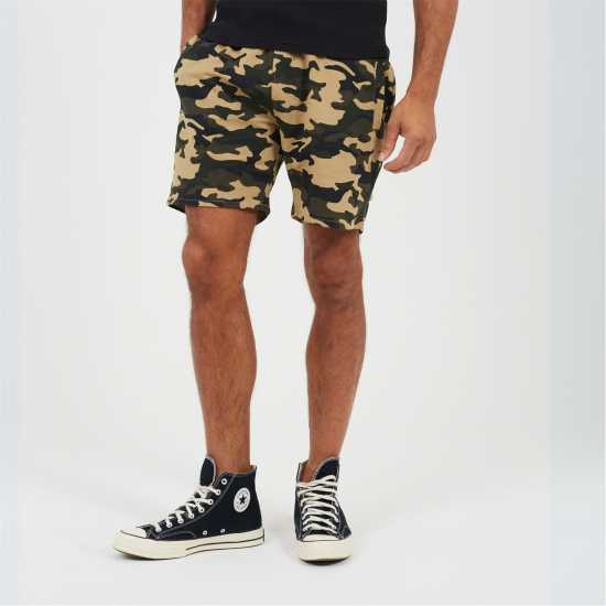 Мъжки къси панталони Brave Soul Print Jersey Short Khaki Camo Brave Soul Print Jersey Short Khaki Camo Мъжки къси панталони