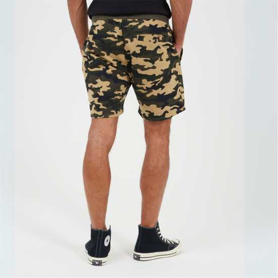 Мъжки къси панталони Brave Soul Print Jersey Short Khaki Camo Brave Soul Print Jersey Short Khaki Camo Мъжки къси панталони