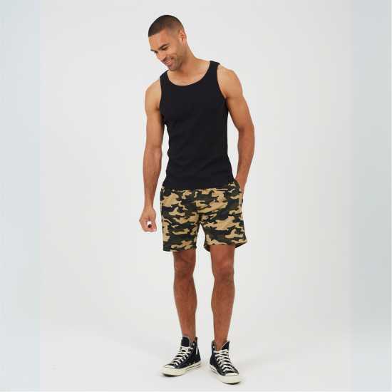Мъжки къси панталони Brave Soul Print Jersey Short Khaki Camo Brave Soul Print Jersey Short Khaki Camo Мъжки къси панталони