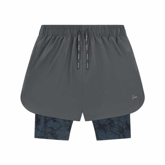 Reeva Premium Active Shorts With Inner Short Сиво 
