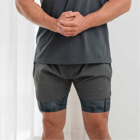 Reeva Premium Active Shorts With Inner Short Сиво 