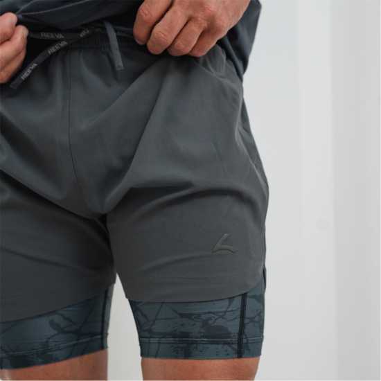 Reeva Premium Active Shorts With Inner Short Сиво 