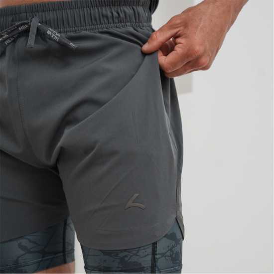 Reeva Premium Active Shorts With Inner Short Сиво 