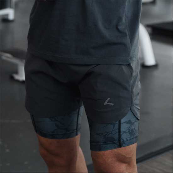 Reeva Premium Active Shorts With Inner Short Сиво 