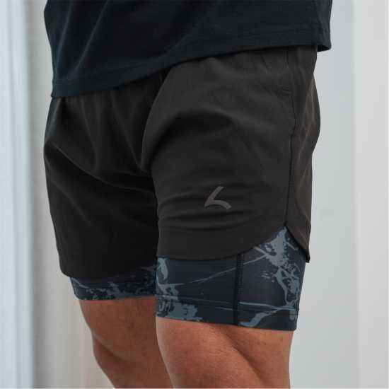 Reeva Premium Active Shorts With Inner Short Черно 