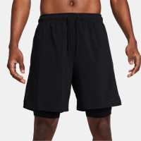 Nike Dri-FIT Unlimited Men's 7 2-in-1 Woven Fitness Shorts Black Мъжко облекло за едри хора