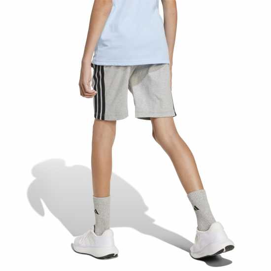 Adidas Essentials 3 Stripe Jersey Short Juniors Сиво / Черно Adidas Essentials 3 Stripe Jersey Short Juniors Сиво / Черно