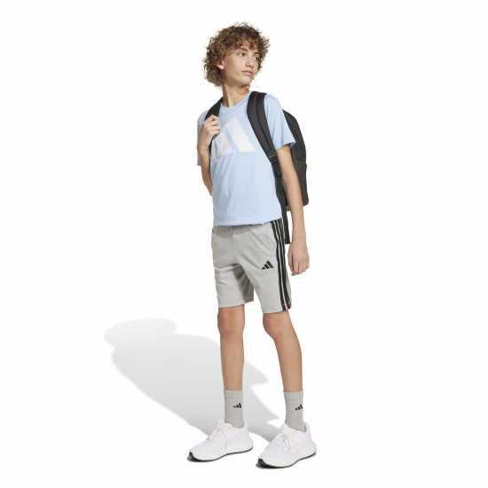 Adidas Essentials 3 Stripe Jersey Short Juniors Сиво / Черно Adidas Essentials 3 Stripe Jersey Short Juniors Сиво / Черно